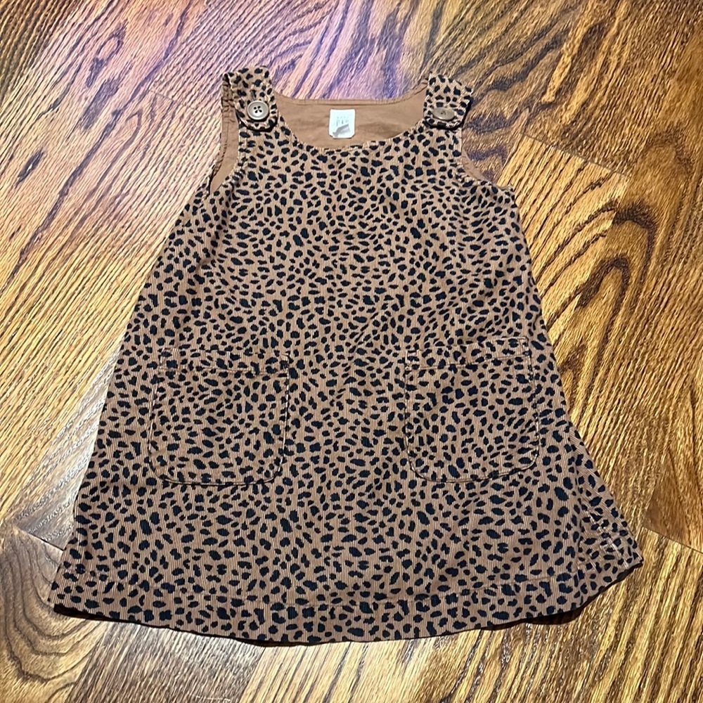 Corduroy leopard overall dress